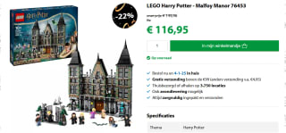 LEGO Harry Potter - Malfoy Manor voor €116,95 bij Goodbricks