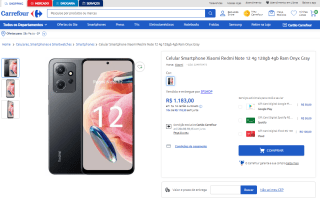 Smartphone da Xiaomi, modelo Redmi Note 12 de 128GB - R$ 1.183