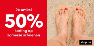 2e artikel 50% korting op zomerse schoenen bij Scapino