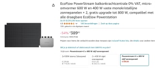 Plug and play zonnepanelen micro-omvormer 600 W en 400 W + omvormer) voor €389 bij Amazon