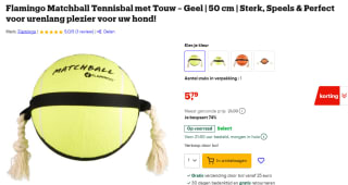 Flamingo Matchball Tennisbal met Touw Geel 50 cm voor €5,79 bij Bol