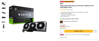Tarjeta Gráfica MSI GeForce RTX 5070 Ti VENTUS 3X OC 16GB GDDR7 DLSS4 + Videojuego Doom: The Dark Ages por 874,50€
