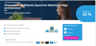 30% descuento entradas Atlantis Aquarium Madrid por ser de la Mutua