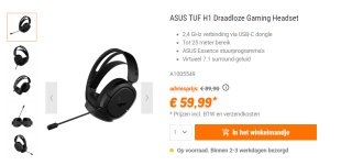 ASUS TUF Gaming H1 Wireless - Headset voor €59,99 bij NBB