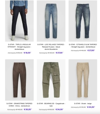 80% +10% korting op o.a. merken als Levi's / G-STAR / Timberland / Scotch & Soda