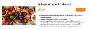 Voucher voor onbeperkt tapas & 1 dessert bij La Cubanita voor €21,95 via de AH