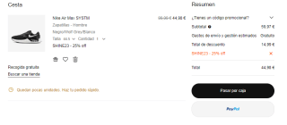 25% descuento en toda la tienda Nike pedidos superiores 50€ Ofertazas