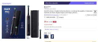 Oral-B Pro Series 3 Cepillo de Dientes Eléctrico con Mango Recargable y 2 Cabezales por 29,99€