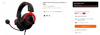 HyperX Cloud II Auriculares Gaming 7.1 por 49,99€