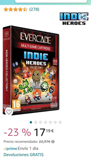 Cartucho Evercade Indie Heroes 1 por 17,19€.