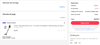 Cecotec Aspiradora Vertical 2 en 1 con Cable ThunderBrush. 600 W por 32,91€