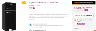 Frigorífico FAGOR modelo 3FFV-1455N por 453€