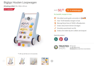 Bigjigs Houten Loopwagen voor €50 bij Lobbes