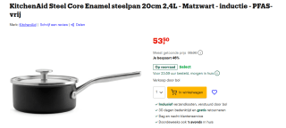 KitchenAid Steel Core Enamel steelpan 20cm 2,4L voor €53,50 bij Bol