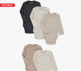 Lot de 5 bodys manches longues à 13,99€
