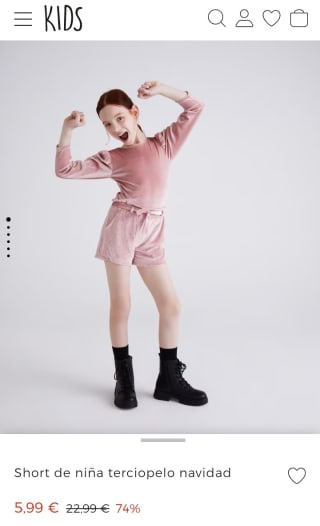 Short de niña terciopelo navidad por 5,99€.