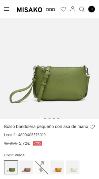Bolso Bandolera pequeño con asa de mano por 5,70€.