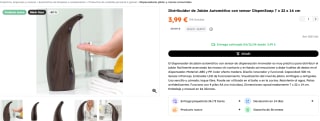 Distribuidor de Jabón Automático con sensor DispenSoap 7 x 22 x 14 cm por 3,99€