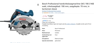 Bosch GKS 190 Professional cirkelzaag voor €122,01 bij Amazon