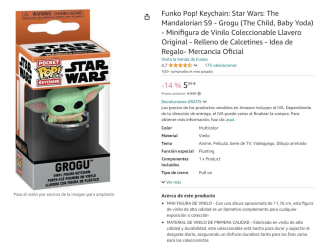 Funko - Baby Yoda - Llavero Coleccionable Star Wars Mandalorian Grogu Vinyl ㅤ por 5,99€