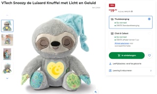 Vtech Snoozy de Luiaard knuffel voor €19,99 bij Smythstoys