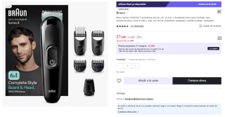 Braun Series 3 MGK3411 recortadora todo en uno kit 6 en 1 por 13.52€