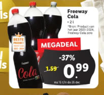 Freeway cola 2 Lt voor € 0,99 bij de Lidl