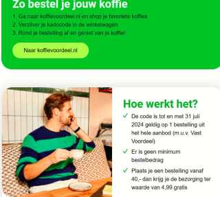 €10 korting op alle koffie bij Koffievoordeel.nl voor KPN klanten