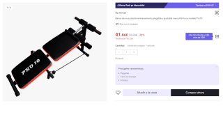 Banco de musculación plegable y ajustable marca Fit-Force modelo Pro10 por 29.84€