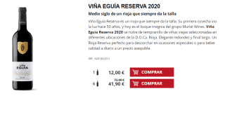 6 Botellas de Viña Eguía Reserva 2020 por 31.9€