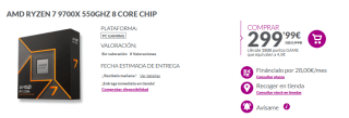 Procesador AMD Ryzen 7 9700X 550GHZ 8 CORE CHIP por 299€