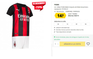 Conjunto de la 1ª equipación A.C. Milan PUMA para Bebe por 14.99€
