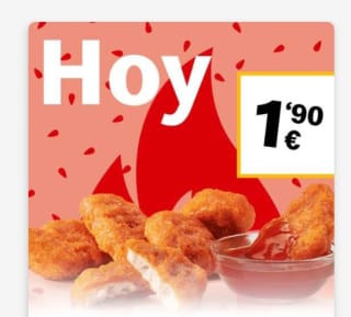 Oferta Flash 6 mcnuggets o 6 mcnuggets spicy por 1,90€