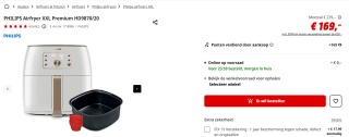 Philips Airfryer Premium Series - HD9870/20 - 7,3 liter (XXL) met bakvorm voor €169 bij de mediamarkt