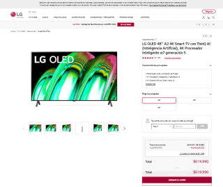 Smart TV LG OLED A2 4K con ThinQ AI 48'' por $619.990