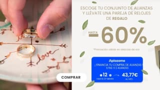 Hasta -60% de Descuento en alianzas de oro + Regalo 2 Relojes.