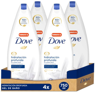 CholloDove - Pack de 4 x 750 ml Dove Gel de Ducha Hidratación Profunda por solo 7,25€