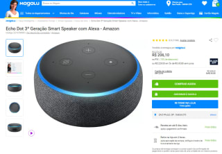 Smart Speaker da Amazon, modelo Echo Dot de 3ª Geração - R$ 206,10