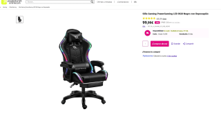 Silla Gaming PowerGaming LED RGB con reposapiés por 99,99€