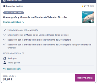 Entrada Oceanogràfic y Museo de las Ciencias de Valencia: Sin colas por 39,10€