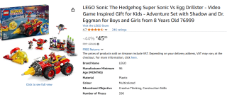Super Sonic vs. Egg Drillster (76999) voor €45 bij Amazon