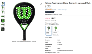 Wilson Padelracket Blade Team v2 zwart voor €44,95 bij Amazon