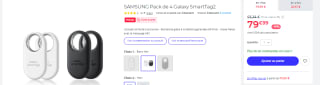 Lot de 4 Trackers Samsung Galaxy SmartTag2 à 79,99€