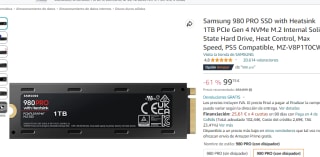 Samsung 980 PRO SSD 1TB PCIe Gen 4 por 99.75€