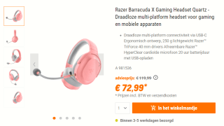 Razer Barracuda X - Draadloze Gaming Headset voor €72,99 bij NBB