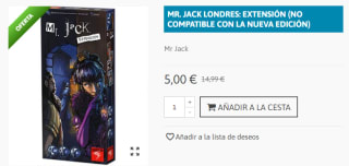 Juego de Mesa Mr. Jack Londres: Expansión por 5€