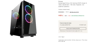 Ordenador Primux IOX Gaming PC870 con Ryzen 5 PRO 4650G de 16GB, 480GB SSD + 1TB HDD por 449€