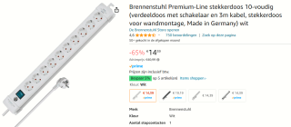 Brennenstuhl Eco-Line 10-voudige stekkerdoos voor €14,39 bij Amazon