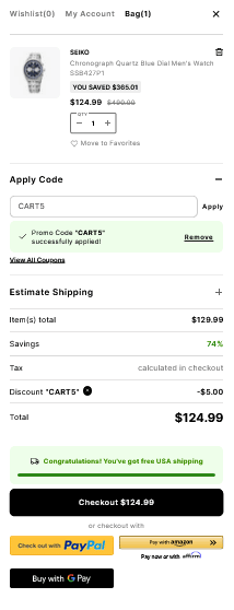 Reloj SEIKO cronógrafo de cuarzo con esfera SSB427P1 41.5mm Hombre por 160,45€