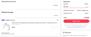 Mesa escritorio elevable, ajustable alto 63-90cm, 120*60cm por 77,87€